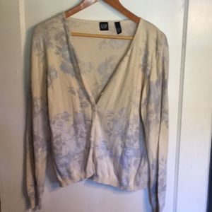 Blue and white floral cardigan